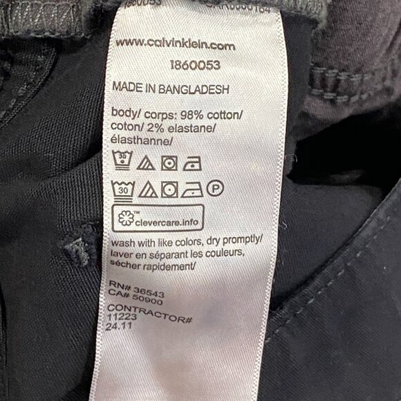 Calvin Klein Chino Pants Mens 36 x 30 Black Slim Fit Straight Flex Waist Cotton - Picture 12 of 13